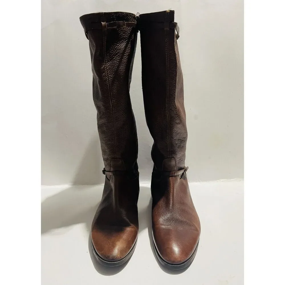 J. Crew Italy soft leather riding harness boots equestrian brown Zip up women 10
